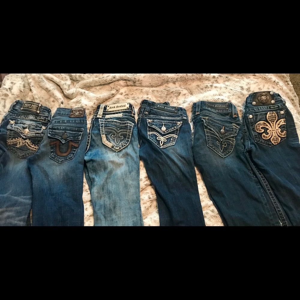 brand jeans, rock revival, miss me, true religion